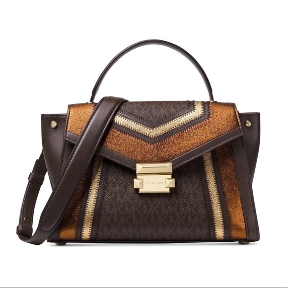 Michael Kors Handbags - Michael Kors Whitney brown pale gold satchel bag